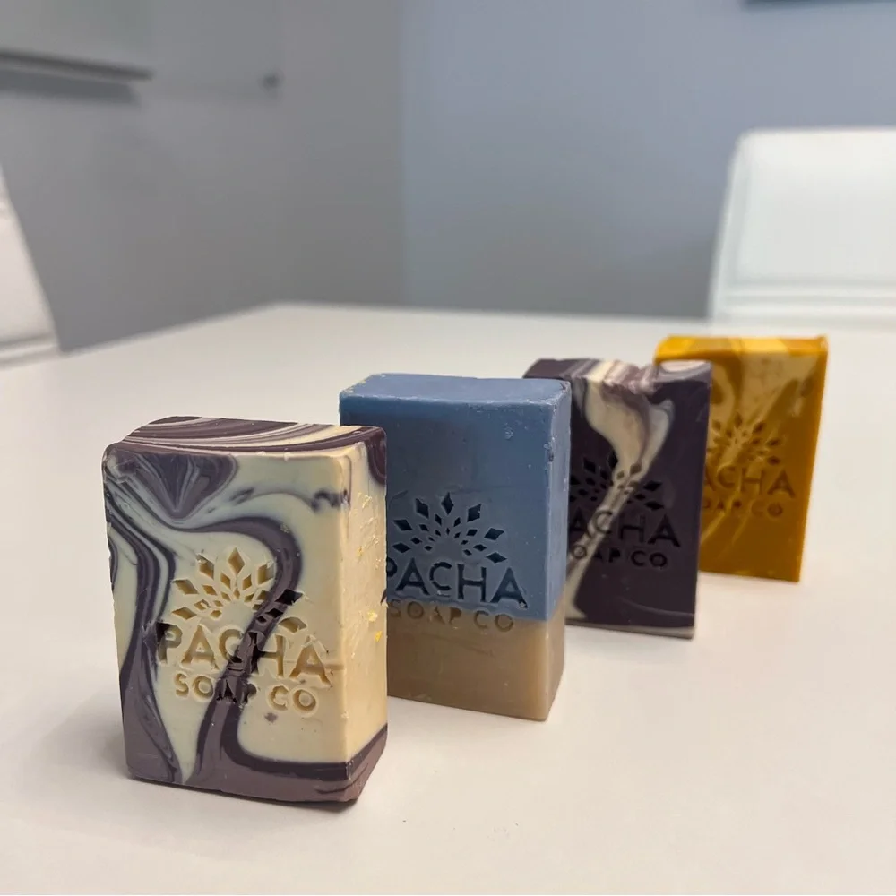 NEW 4 SOAPS FROM PACHA SOAP CO 100% NATURAL ARTISAN EXFOLIATING BARS 4OZ EACH - Picture 5 of 14